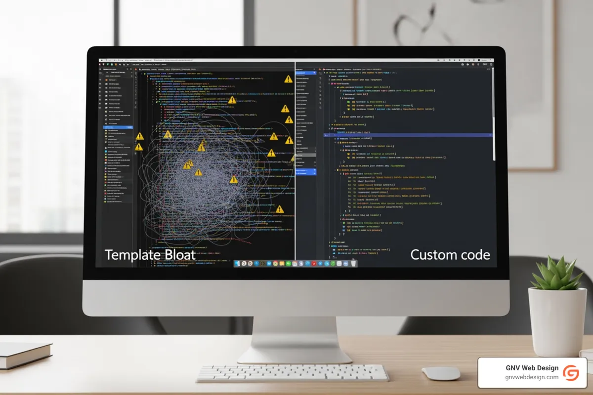 comparing template bloat vs clean custom code - small business website design services