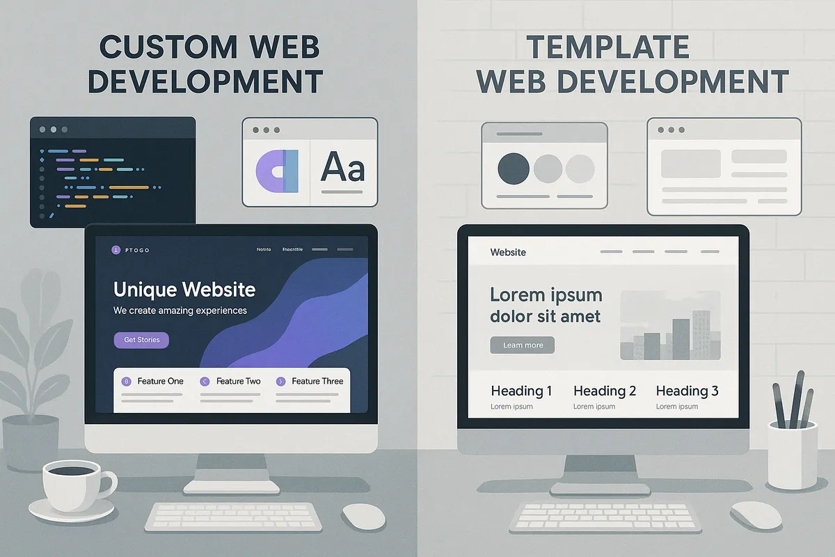 custom web development vs templates comparison - web development for startups