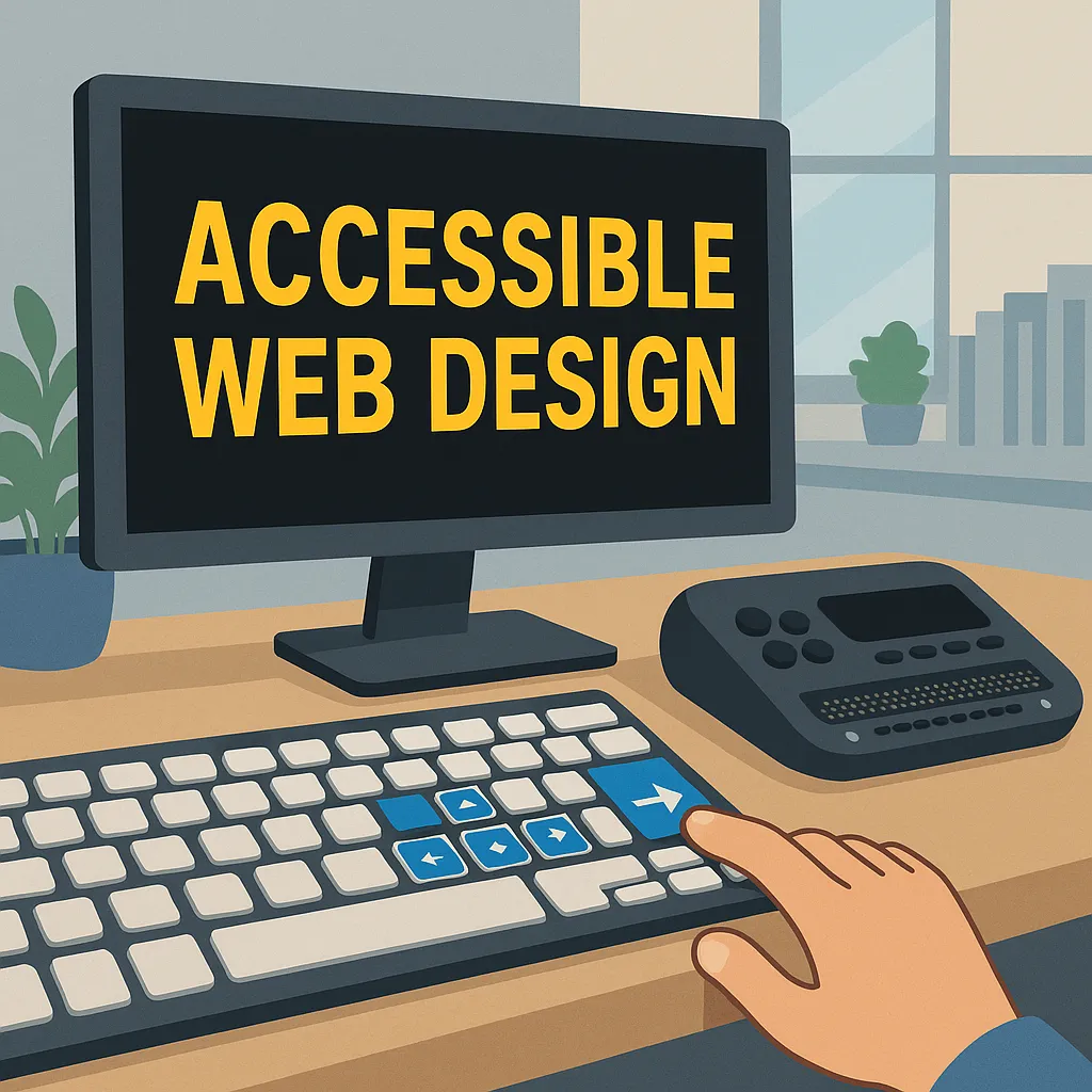 Accessible web design features including proper contrast, keyboard navigation, and screen reader compatibility - web design agency