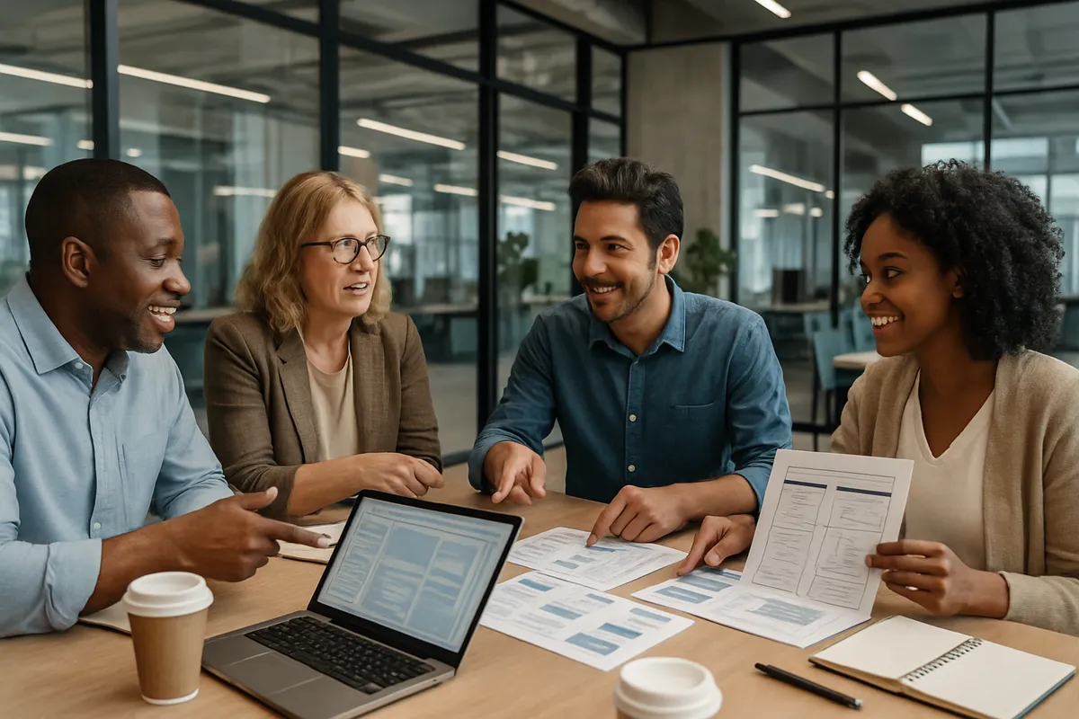 local business owners meeting with web designers - local web design company