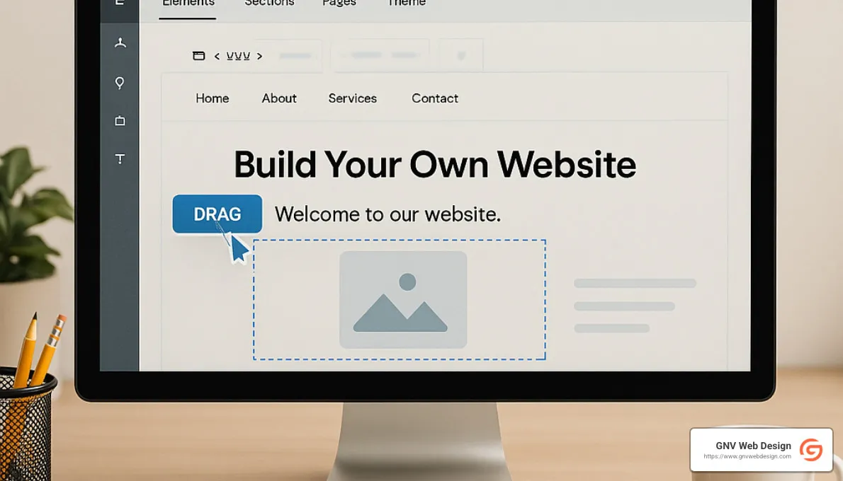 DIY website builder dashboard showing drag and drop interface - affordable website design for small business
