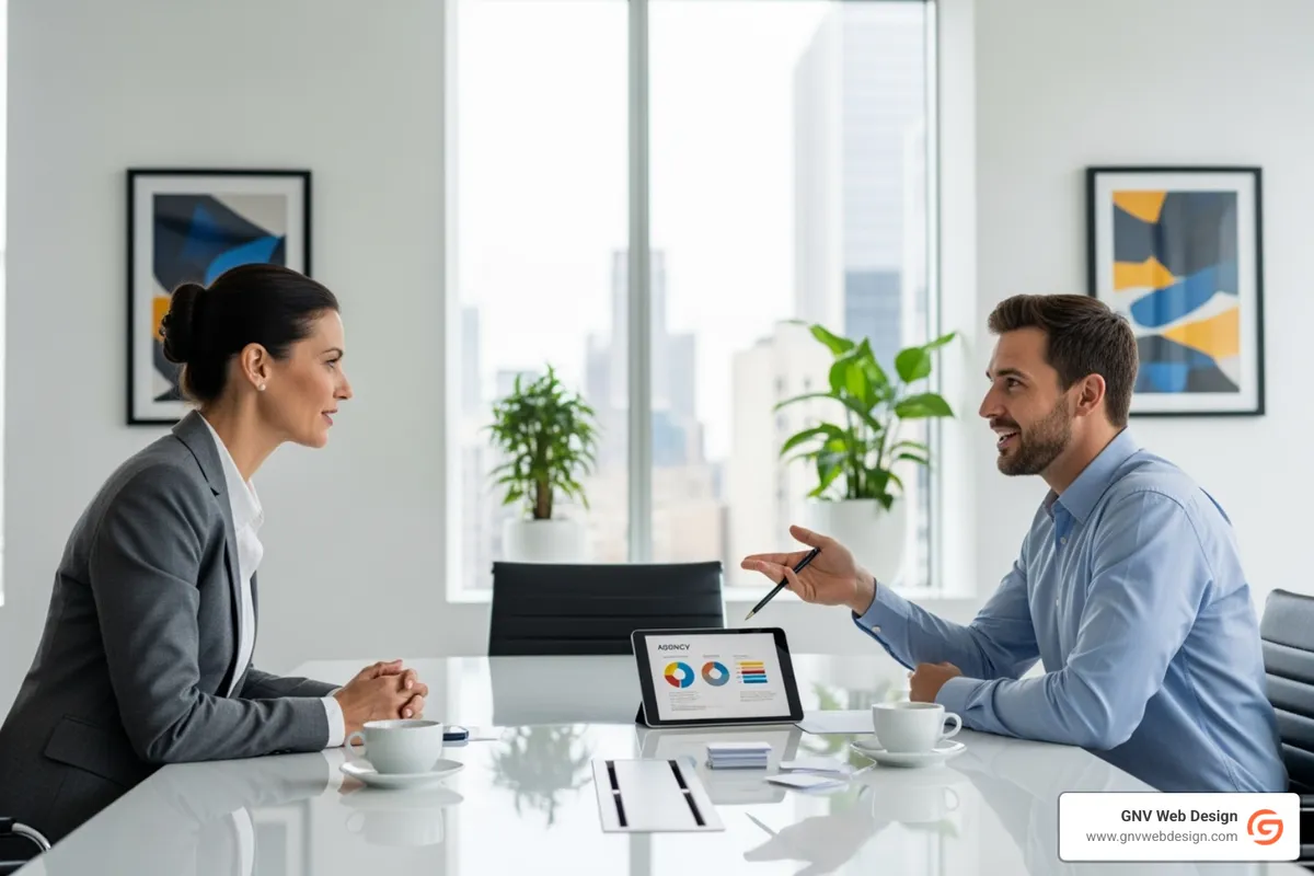 consultation meeting between a business owner and an agency representative - seo agency tampa