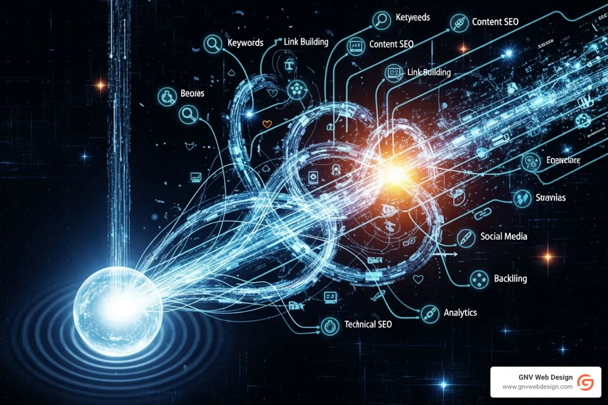 flowchart showing SEO services connection - seo agency tampa