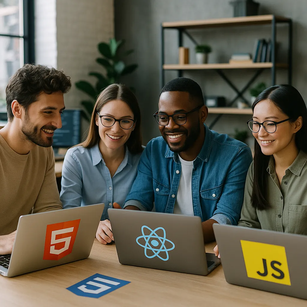 Websidev team showcasing their expertise in diverse web technologies - custom web app development service