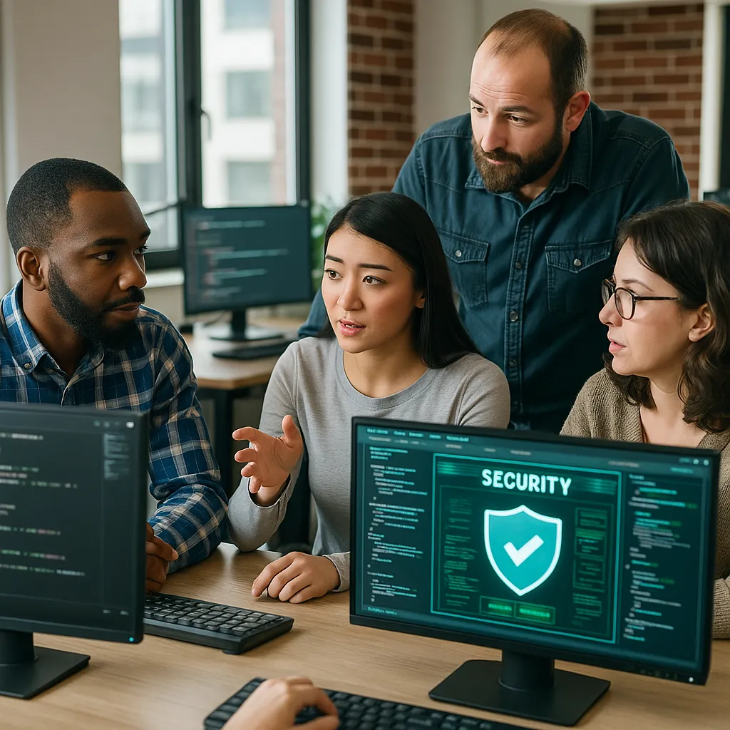 Appinventiv team implementing security practices for custom web applications - custom web app development service