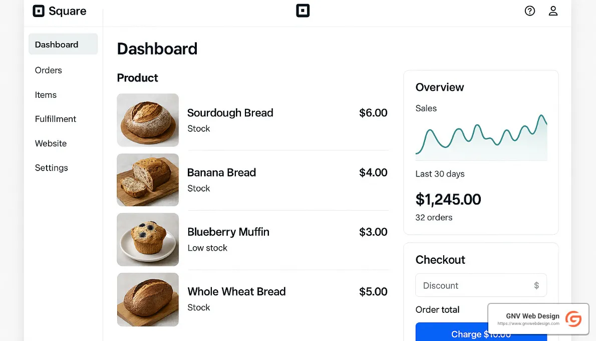 Square Online store interface - Affordable ecommerce websites