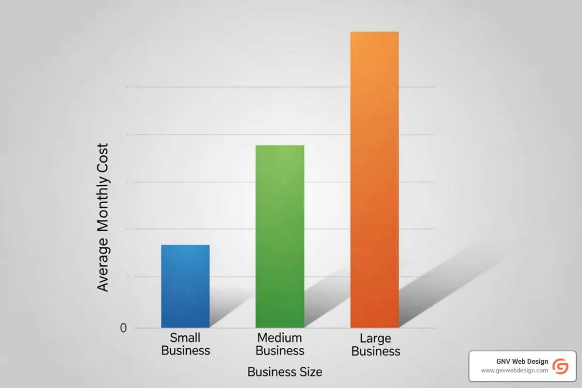 bar chart showing average monthly SEO costs by business size - seo agency pricing