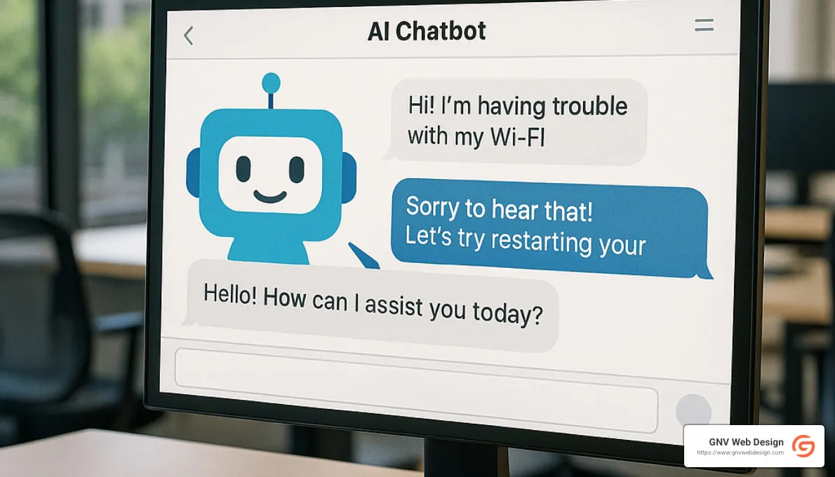AI chatbot helping customer with technical issue - 24/7 customer support
