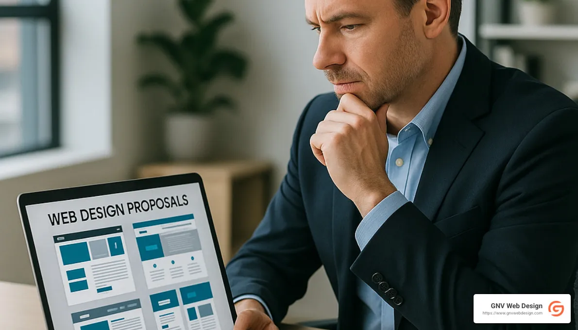 business owner reviewing web design proposals - Web design company Gainesville