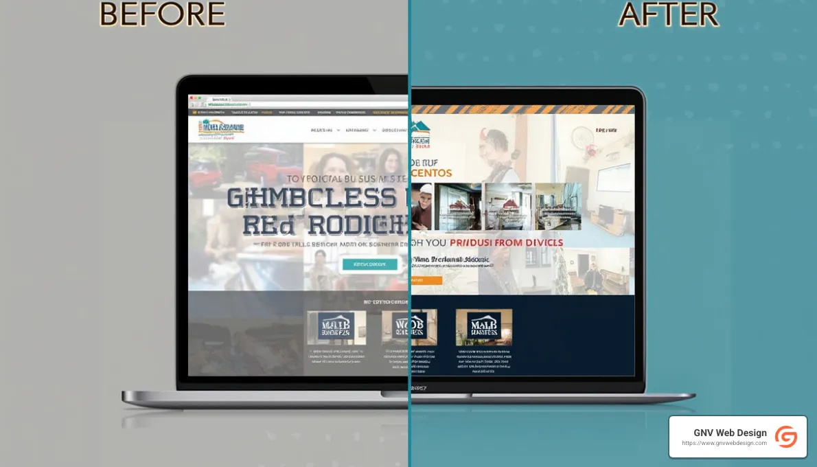 before and after custom website redesign for a Gainesville business - custom web design gainesville fl