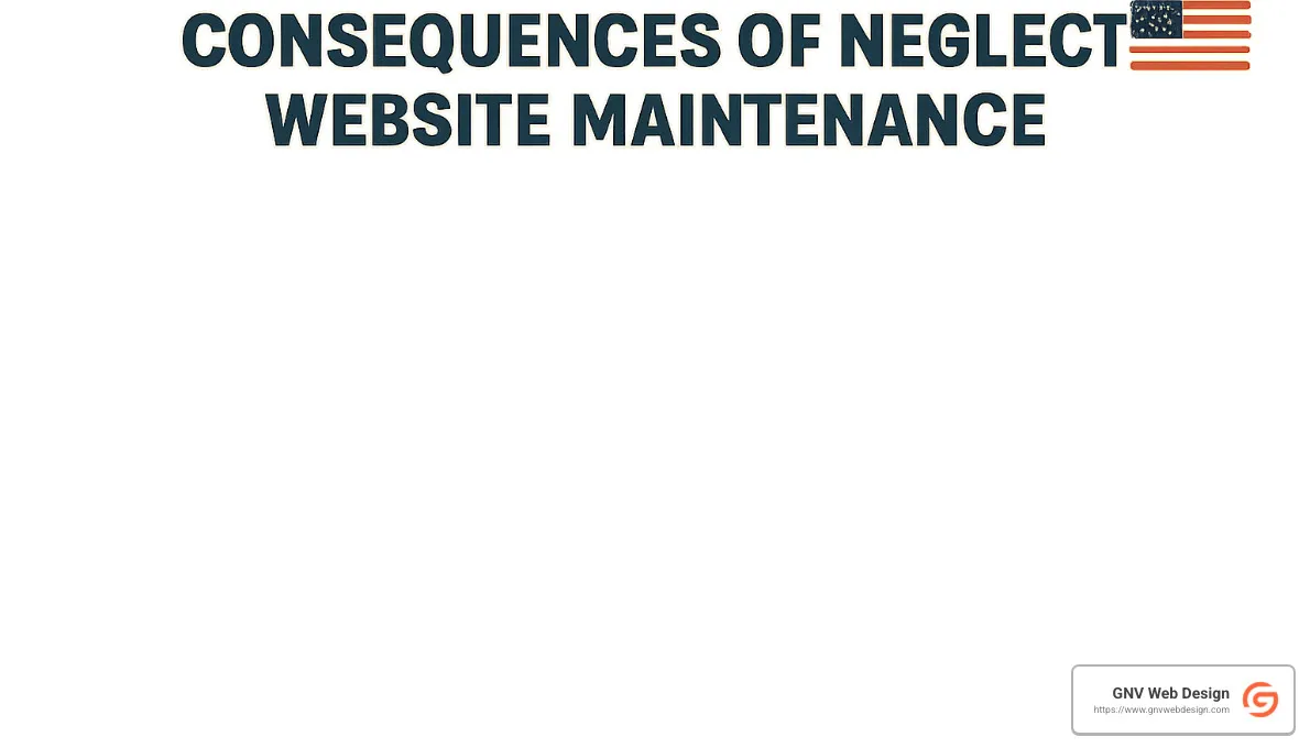 Consequences of neglected website maintenance showing security breaches, downtime, poor user experience, and lost revenue - website maintenance agency tallahassee