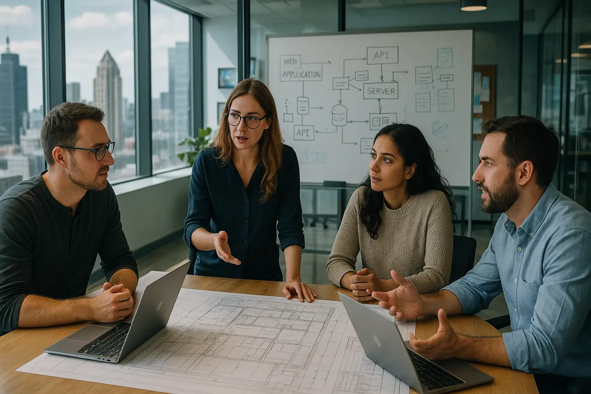 WebCraft Studios team reviewing application architecture - custom web app development consultancy