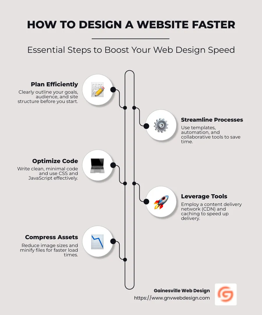 guide to faster website design infographic - how to design a website faster infographic infographic-line-5-steps-neat_beige