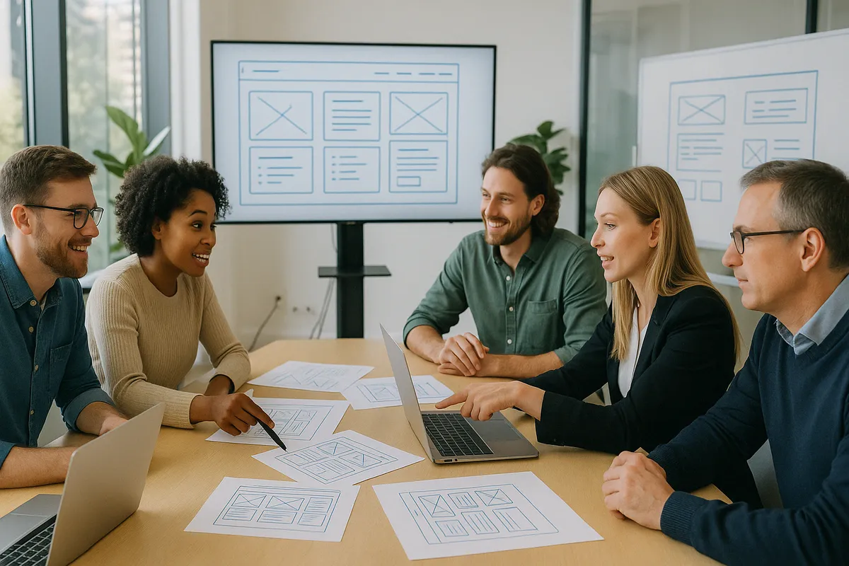 designers meeting with clients - Web design customer service